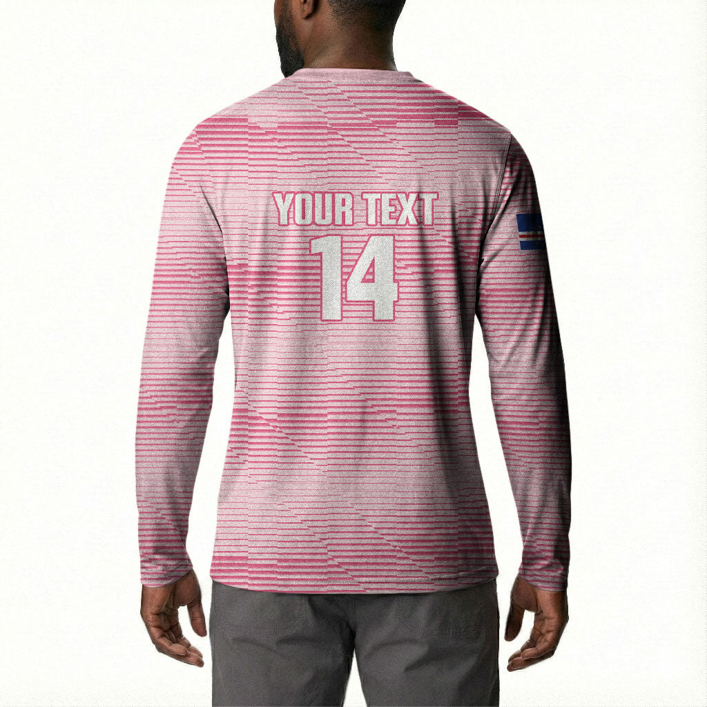 Cabo Verde Football 2026 Custom Button Sweatshirt Tubaroes Azuis Goalkeeper Pink Jersey