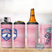 Cabo Verde Football 2026 Custom 4 in 1 Can Cooler Tumbler Tubaroes Azuis Goalkeeper Pink Jersey