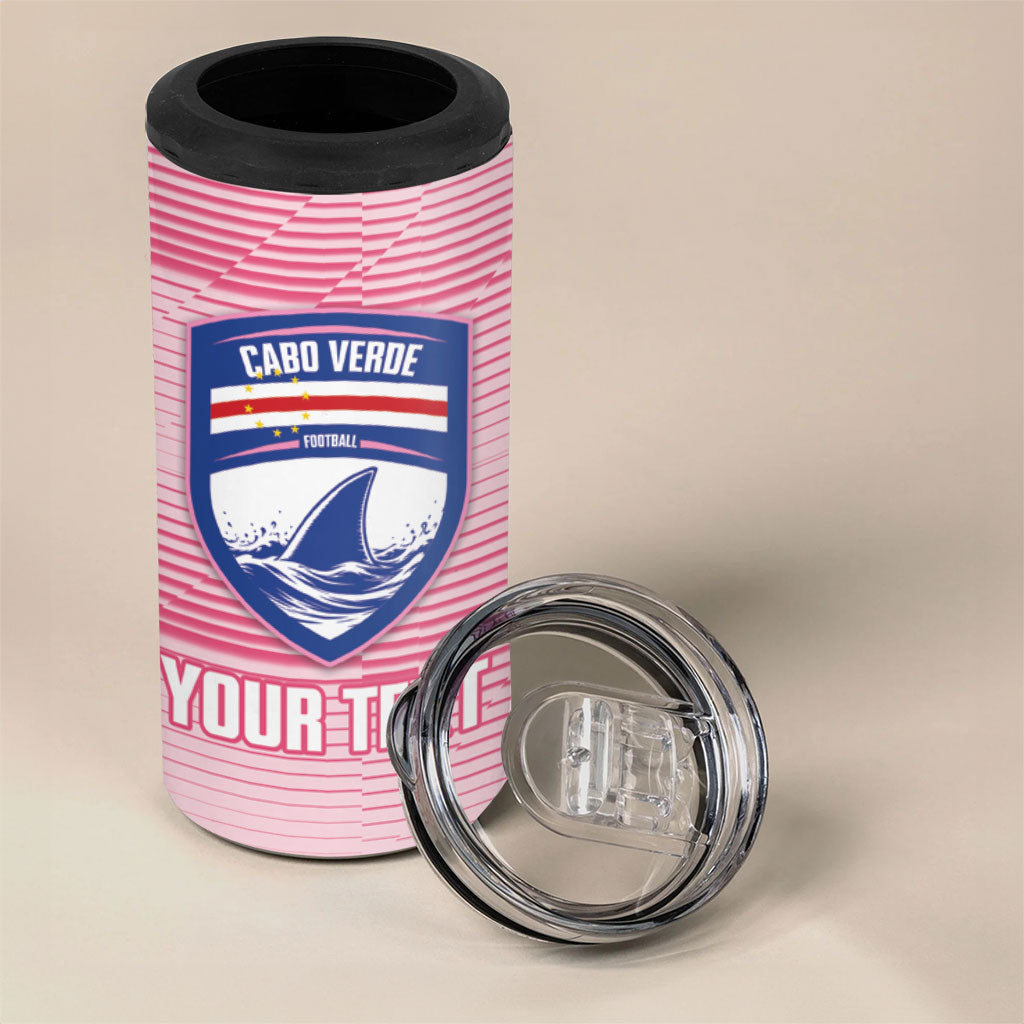 Cabo Verde Football 2026 Custom 4 in 1 Can Cooler Tumbler Tubaroes Azuis Goalkeeper Pink Jersey