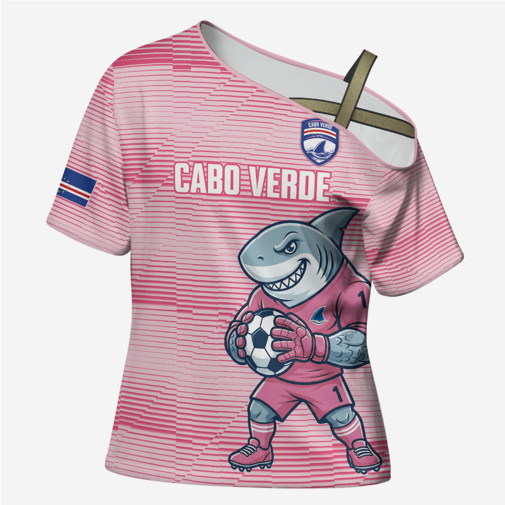 Cabo Verde Football 2026 Custom Cross Shoulder Shirt Tubaroes Azuis Goalkeeper Pink Jersey