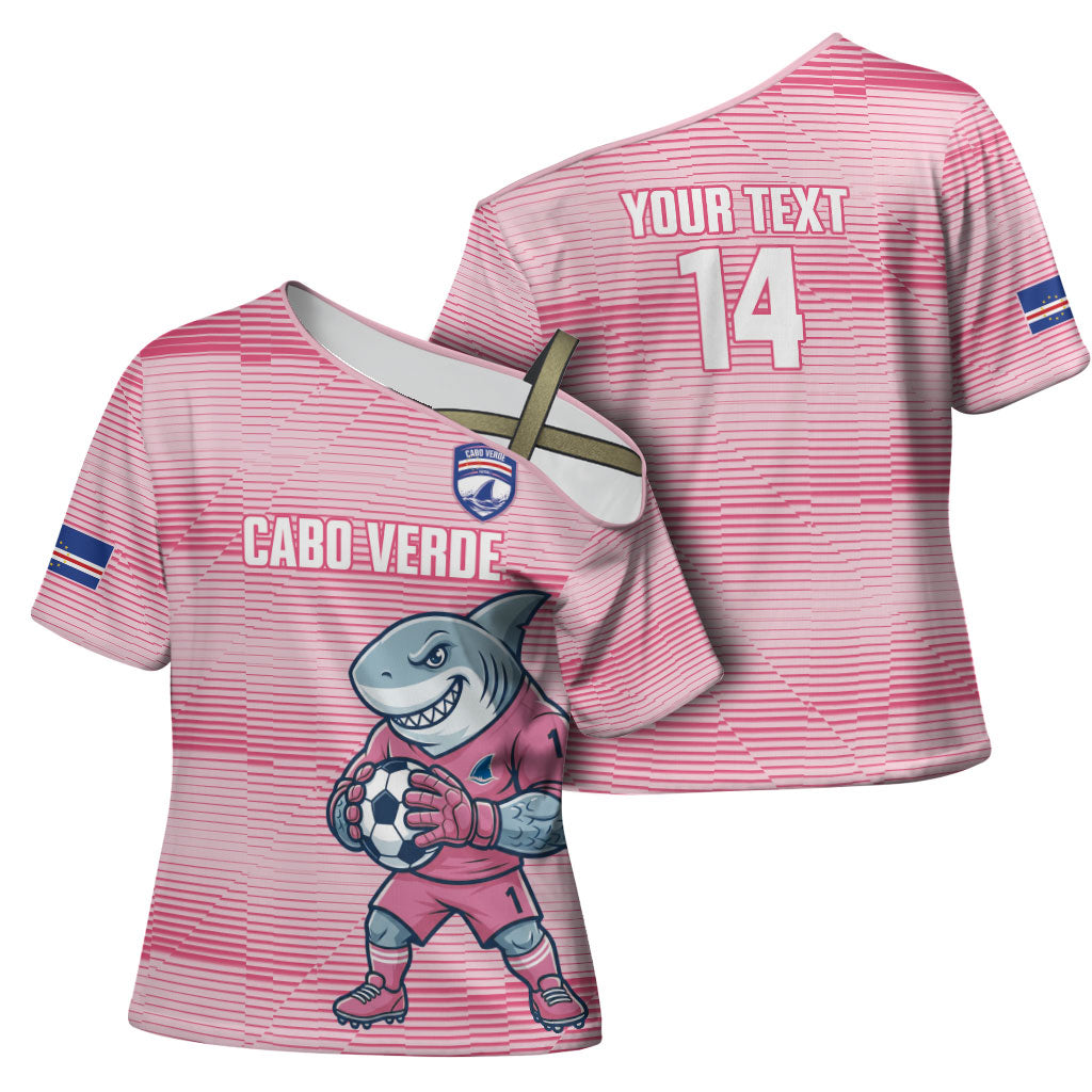 Cabo Verde Football 2026 Custom Cross Shoulder Shirt Tubaroes Azuis Goalkeeper Pink Jersey
