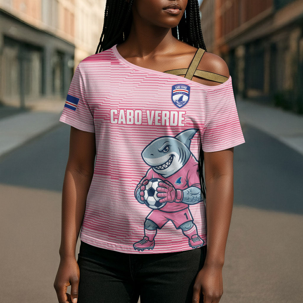 Cabo Verde Football 2026 Custom Cross Shoulder Shirt Tubaroes Azuis Goalkeeper Pink Jersey