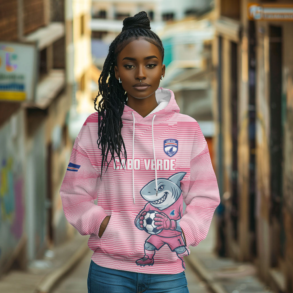 Cabo Verde Football 2026 Custom Hoodie Tubaroes Azuis Goalkeeper Pink Jersey