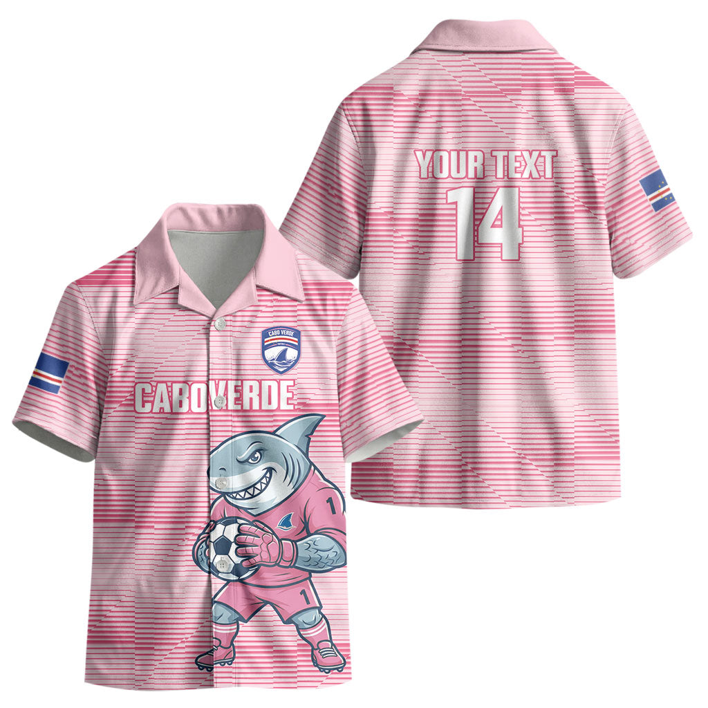 Cabo Verde Football 2026 Custom Kid Hawaiian Shirt Tubaroes Azuis Goalkeeper Pink Jersey