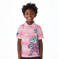 Cabo Verde Football 2026 Custom Kid Polo Shirt Tubaroes Azuis Goalkeeper Pink Jersey
