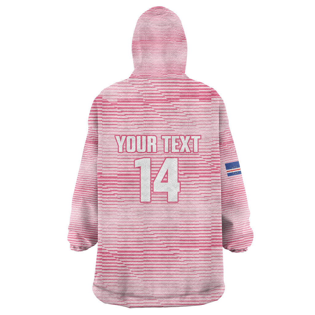 Cabo Verde Football 2026 Custom Kid Wearable Blanket Hoodie Tubaroes Azuis Goalkeeper Pink Jersey