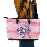 Cabo Verde Football 2026 Custom Leather Tote Bag Tubaroes Azuis Goalkeeper Pink Jersey