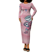 Cabo Verde Football 2026 Custom Long Sleeve Bodycon Dress Tubaroes Azuis Goalkeeper Pink Jersey