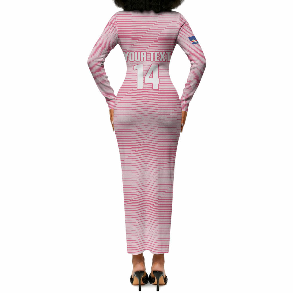 Cabo Verde Football 2026 Custom Long Sleeve Bodycon Dress Tubaroes Azuis Goalkeeper Pink Jersey