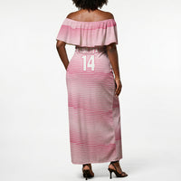 Cabo Verde Football 2026 Custom Off Shoulder Maxi Dress Tubaroes Azuis Goalkeeper Pink Jersey