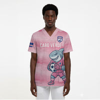 Cabo Verde Football 2026 Custom Scrub Top Tubaroes Azuis Goalkeeper Pink Jersey