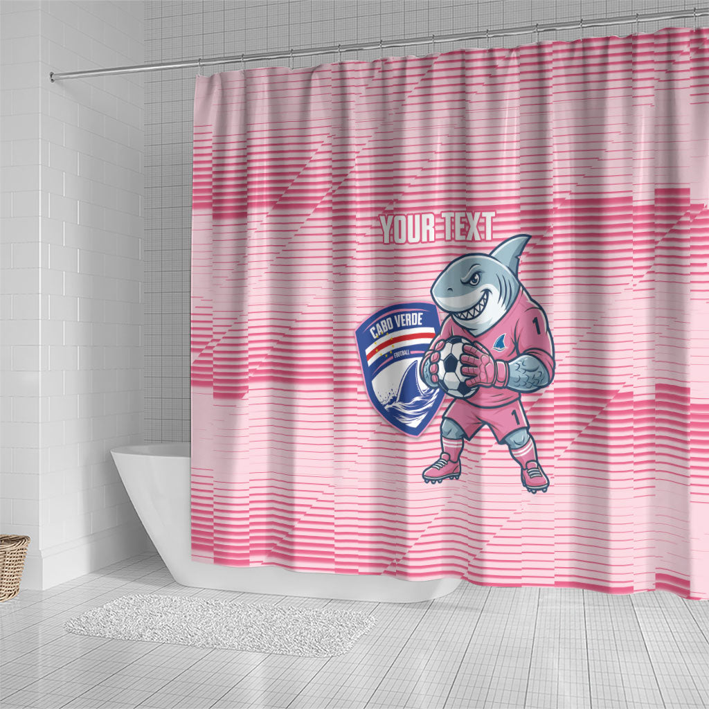 Cabo Verde Football 2026 Custom Shower Curtain Tubaroes Azuis Goalkeeper Pink Jersey