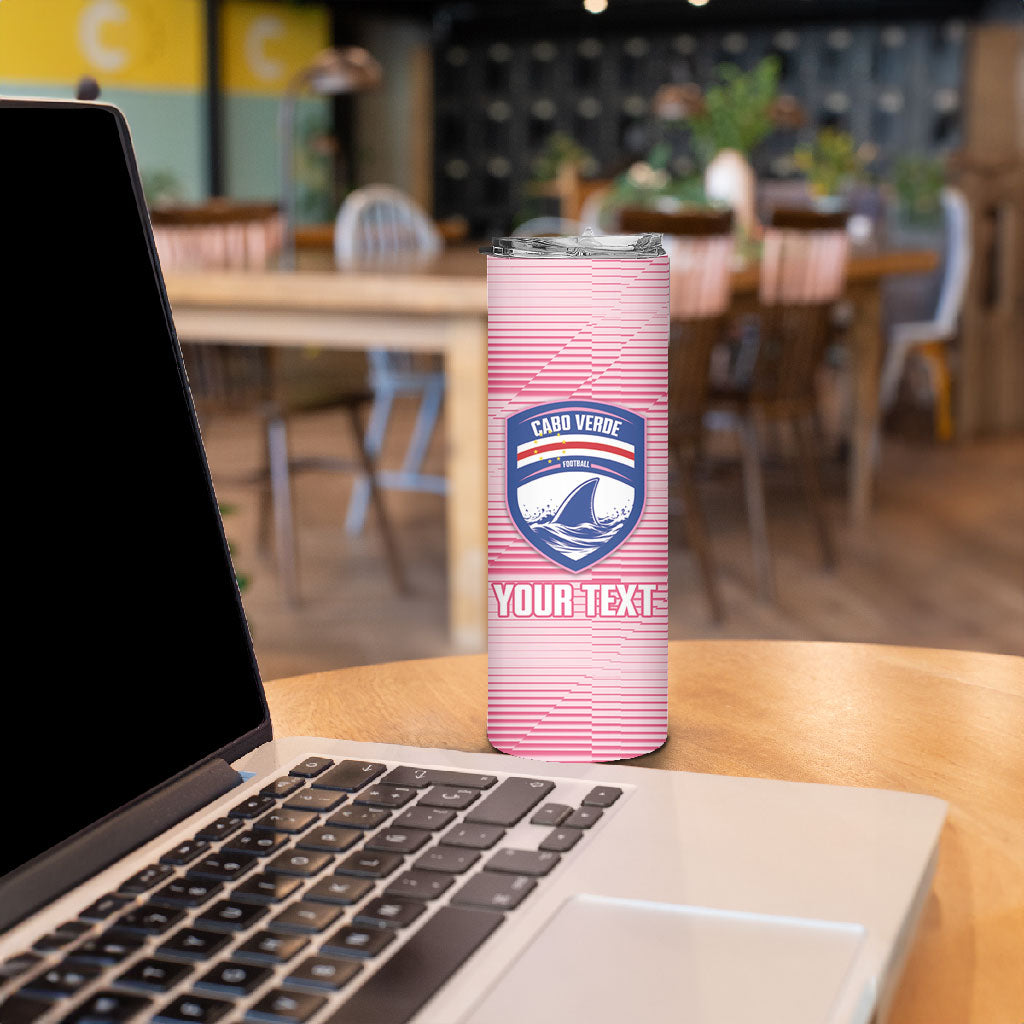Cabo Verde Football 2026 Custom Skinny Tumbler Tubaroes Azuis Goalkeeper Pink Jersey