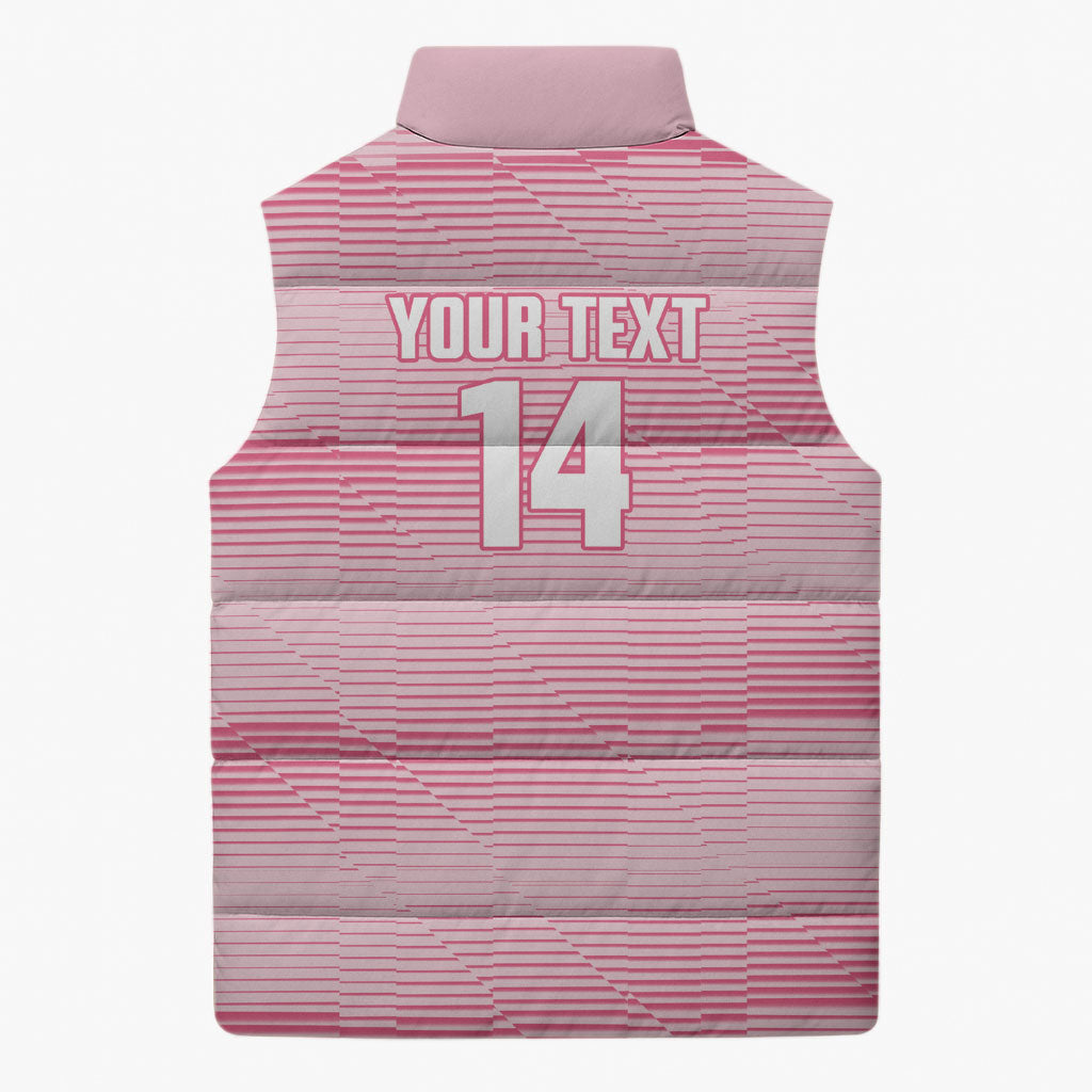 Cabo Verde Football 2026 Custom Sleeveless Puffer Jacket Tubaroes Azuis Goalkeeper Pink Jersey