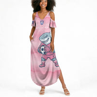Cabo Verde Football 2026 Custom Summer Maxi Dress Tubaroes Azuis Goalkeeper Pink Jersey