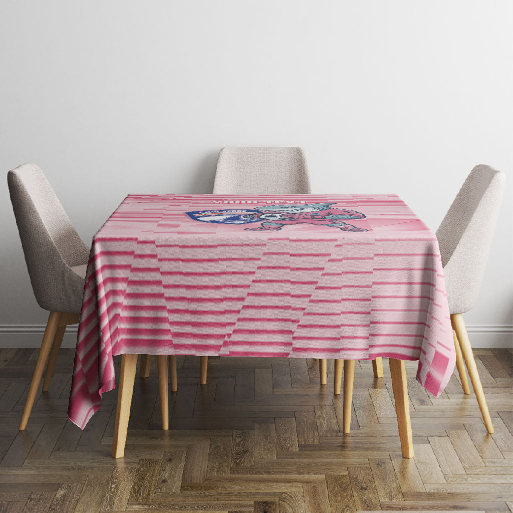 Cabo Verde Football 2026 Custom Tablecloth Tubaroes Azuis Goalkeeper Pink Jersey
