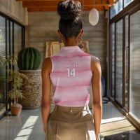 Cabo Verde Football 2026 Custom Women Sleeveless Polo Shirt Tubaroes Azuis Goalkeeper Pink Jersey