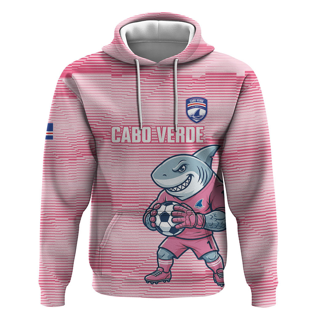 Cabo Verde Football 2026 Custom Zip Hoodie Tubaroes Azuis Goalkeeper Pink Jersey
