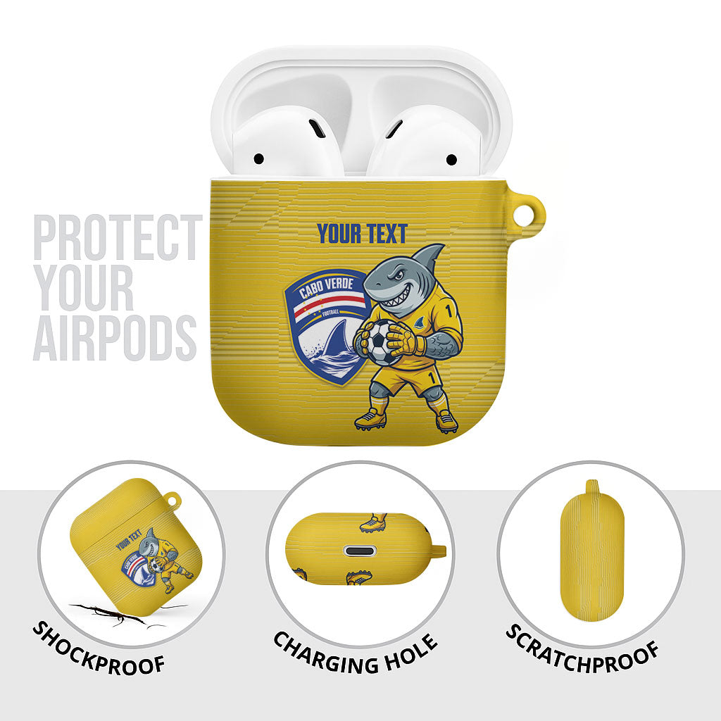 Cabo Verde Football 2026 Custom AirPods Case Tubaroes Azuis Goalkeeper Yellow Jersey
