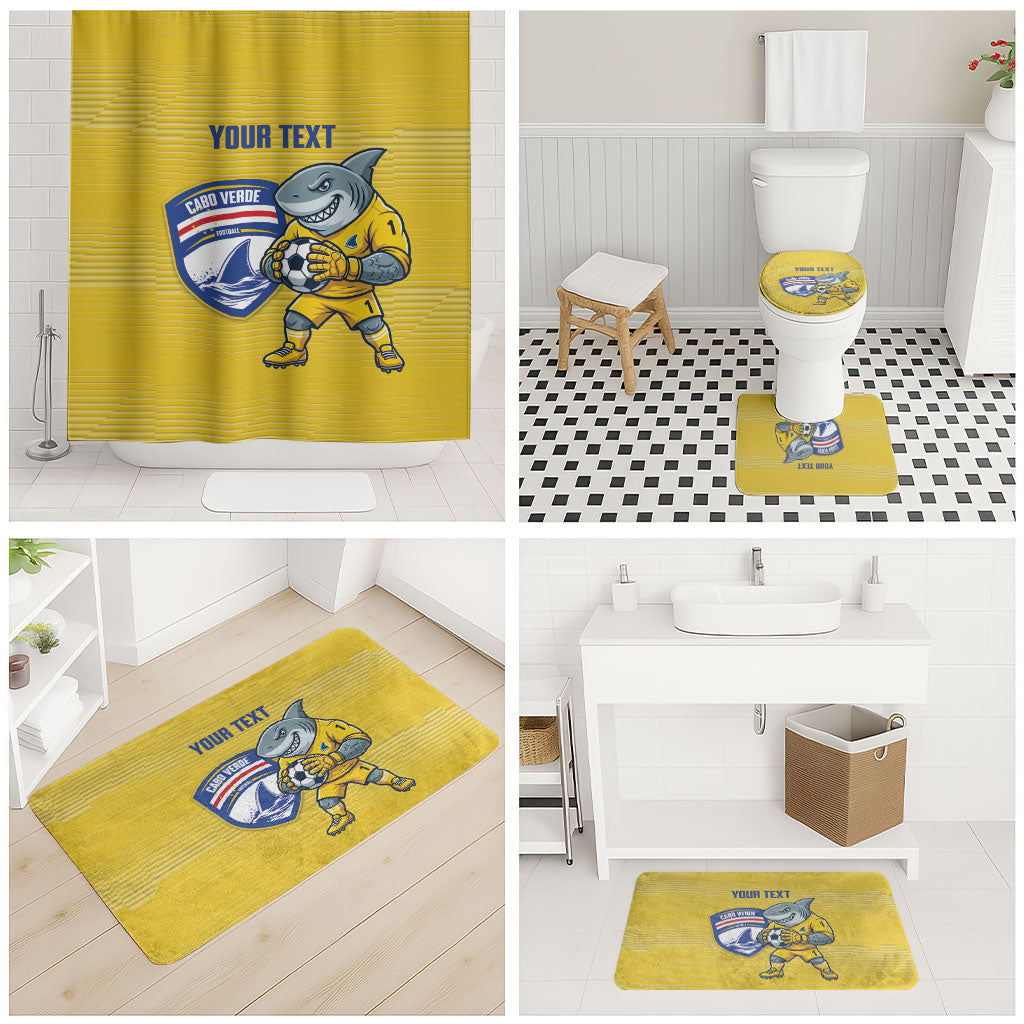 Cabo Verde Football 2026 Custom Bathroom Set Tubaroes Azuis Goalkeeper Yellow Jersey