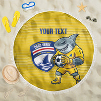 Cabo Verde Football 2026 Custom Beach Blanket Tubaroes Azuis Goalkeeper Yellow Jersey