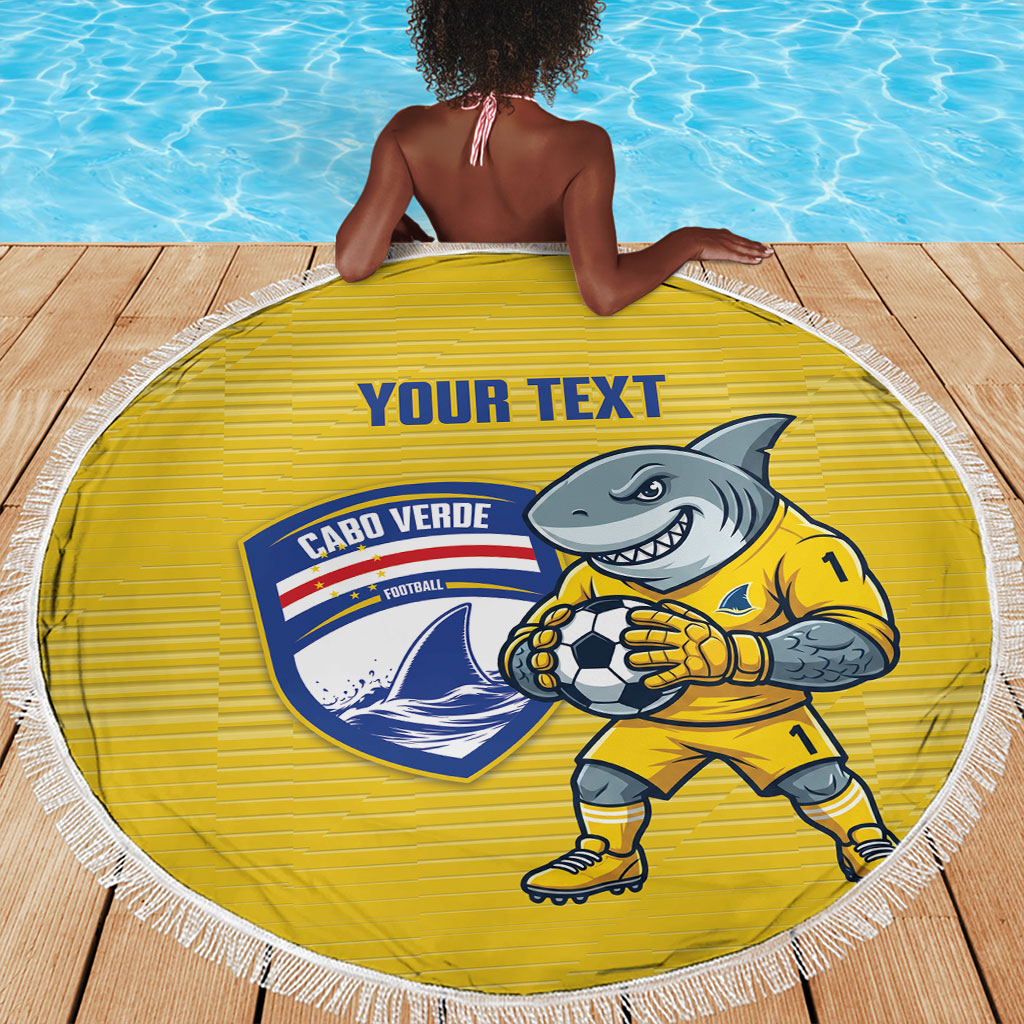 Cabo Verde Football 2026 Custom Beach Blanket Tubaroes Azuis Goalkeeper Yellow Jersey