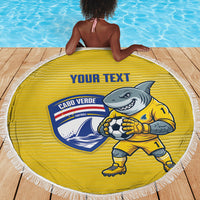 Cabo Verde Football 2026 Custom Beach Blanket Tubaroes Azuis Goalkeeper Yellow Jersey