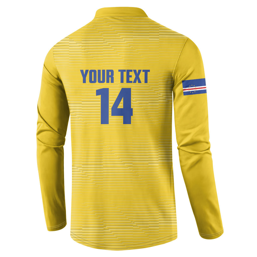 Cabo Verde Football 2026 Custom Button Sweatshirt Tubaroes Azuis Goalkeeper Yellow Jersey