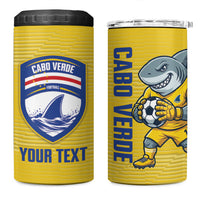 Cabo Verde Football 2026 Custom 4 in 1 Can Cooler Tumbler Tubaroes Azuis Goalkeeper Yellow Jersey