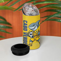Cabo Verde Football 2026 Custom 4 in 1 Can Cooler Tumbler Tubaroes Azuis Goalkeeper Yellow Jersey