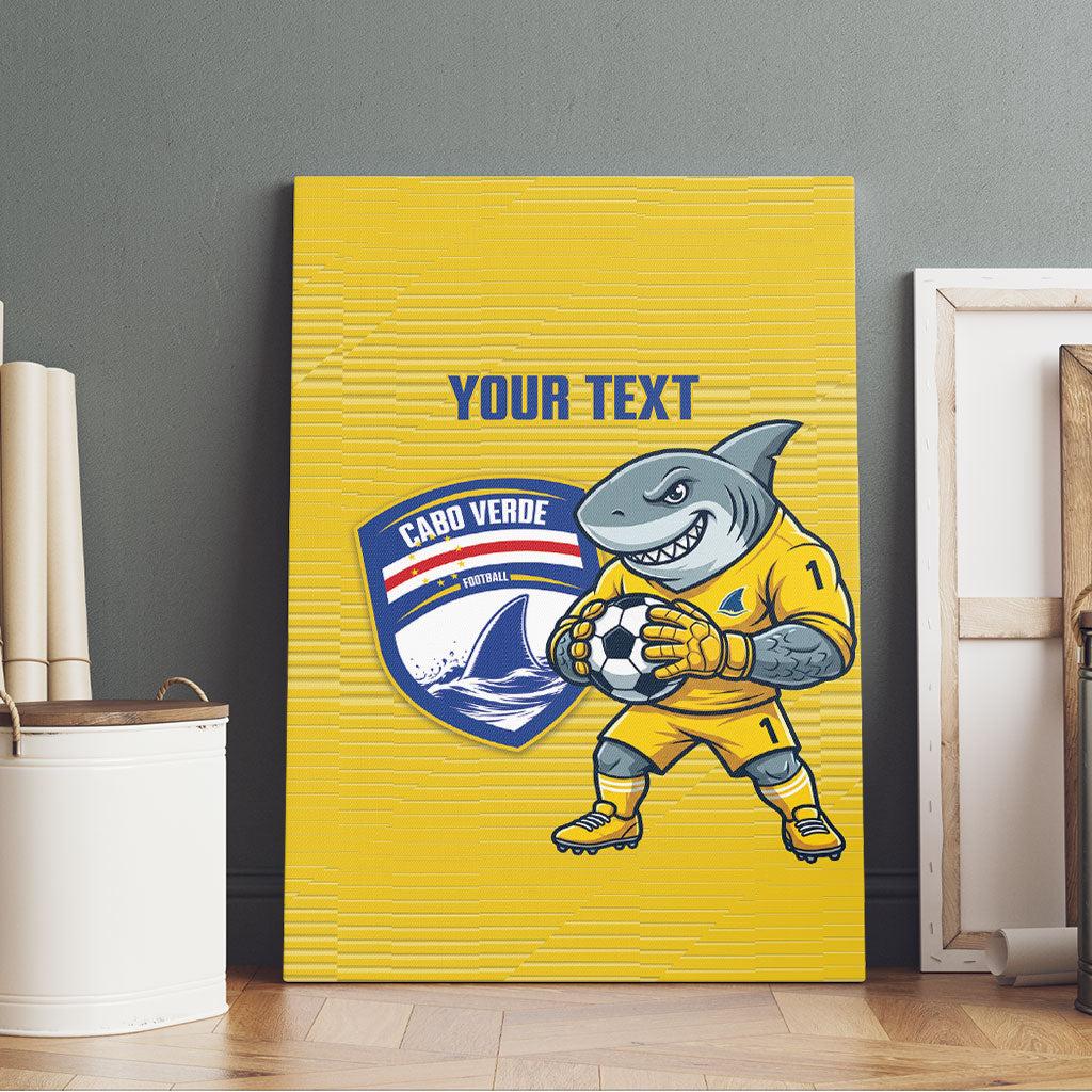 Cabo Verde Football 2026 Custom Canvas Wall Art Tubaroes Azuis Goalkeeper Yellow Jersey