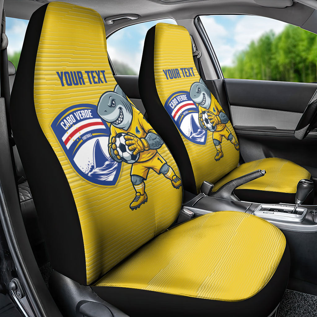 Cabo Verde Football 2026 Custom Car Seat Cover Tubaroes Azuis Goalkeeper Yellow Jersey