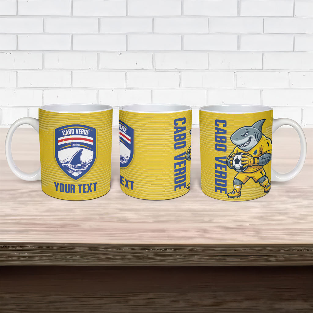Cabo Verde Football 2026 Custom Ceramic Mug Tubaroes Azuis Goalkeeper Yellow Jersey