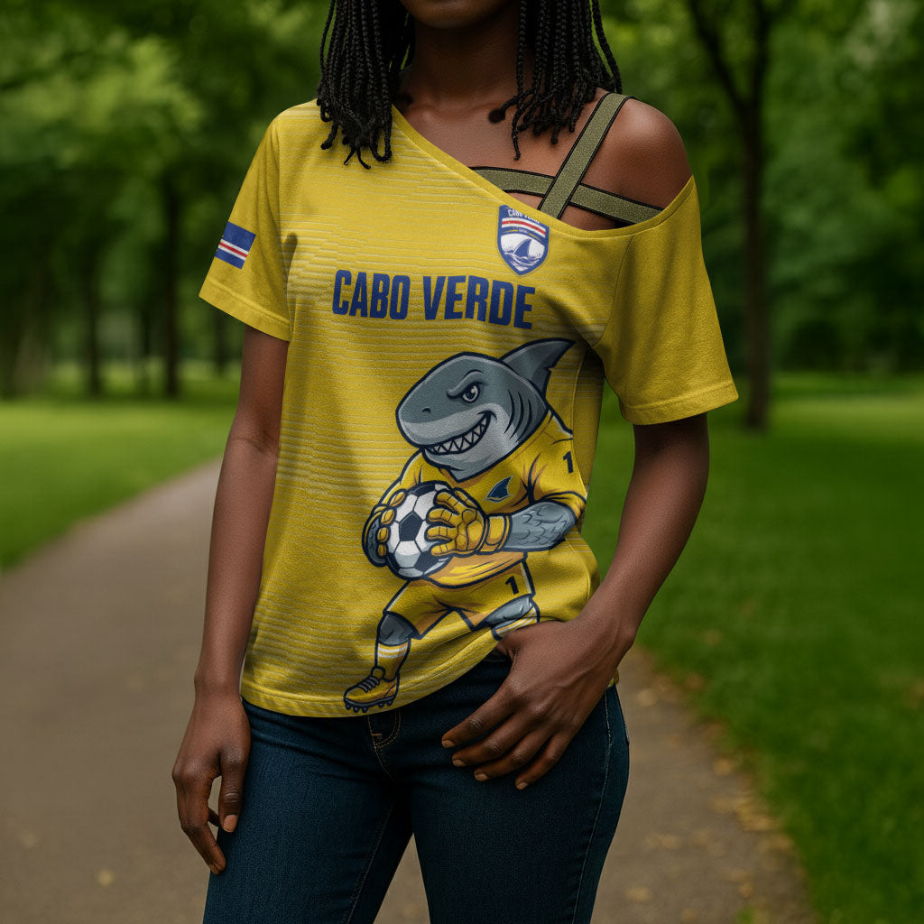 Cabo Verde Football 2026 Custom Cross Shoulder Shirt Tubaroes Azuis Goalkeeper Yellow Jersey
