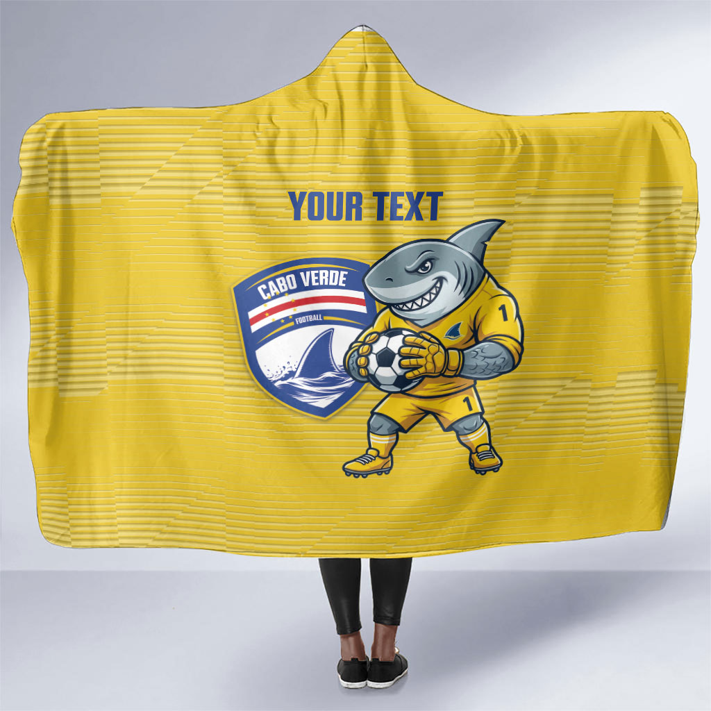 Cabo Verde Football 2026 Custom Hooded Blanket Tubaroes Azuis Goalkeeper Yellow Jersey