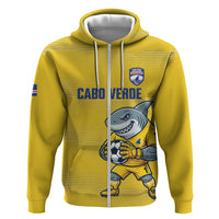 Cabo Verde Football 2026 Custom Hoodie Tubaroes Azuis Goalkeeper Yellow Jersey
