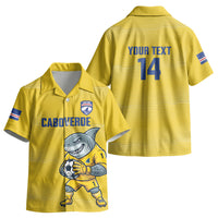 Cabo Verde Football 2026 Custom Kid Hawaiian Shirt Tubaroes Azuis Goalkeeper Yellow Jersey