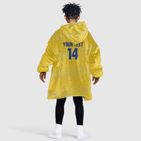 Cabo Verde Football 2026 Custom Kid Wearable Blanket Hoodie Tubaroes Azuis Goalkeeper Yellow Jersey