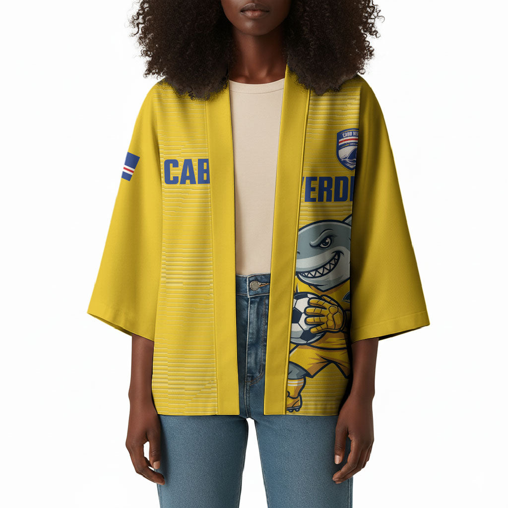 Cabo Verde Football 2026 Custom Kimono Tubaroes Azuis Goalkeeper Yellow Jersey