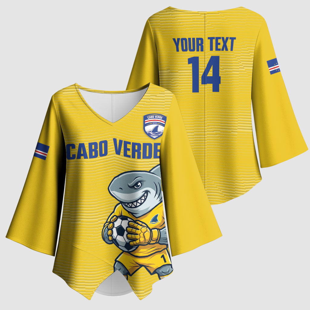 Cabo Verde Football 2026 Custom Kimono Sleeve Blouse Tubaroes Azuis Goalkeeper Yellow Jersey