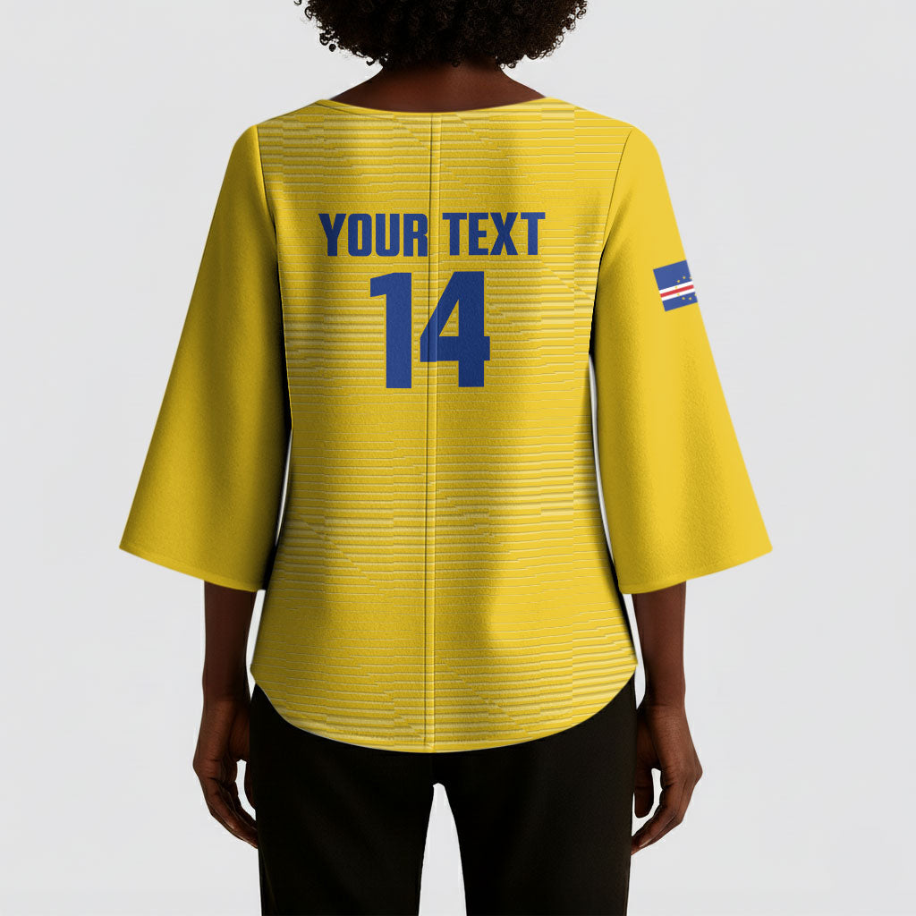 Cabo Verde Football 2026 Custom Kimono Sleeve Blouse Tubaroes Azuis Goalkeeper Yellow Jersey
