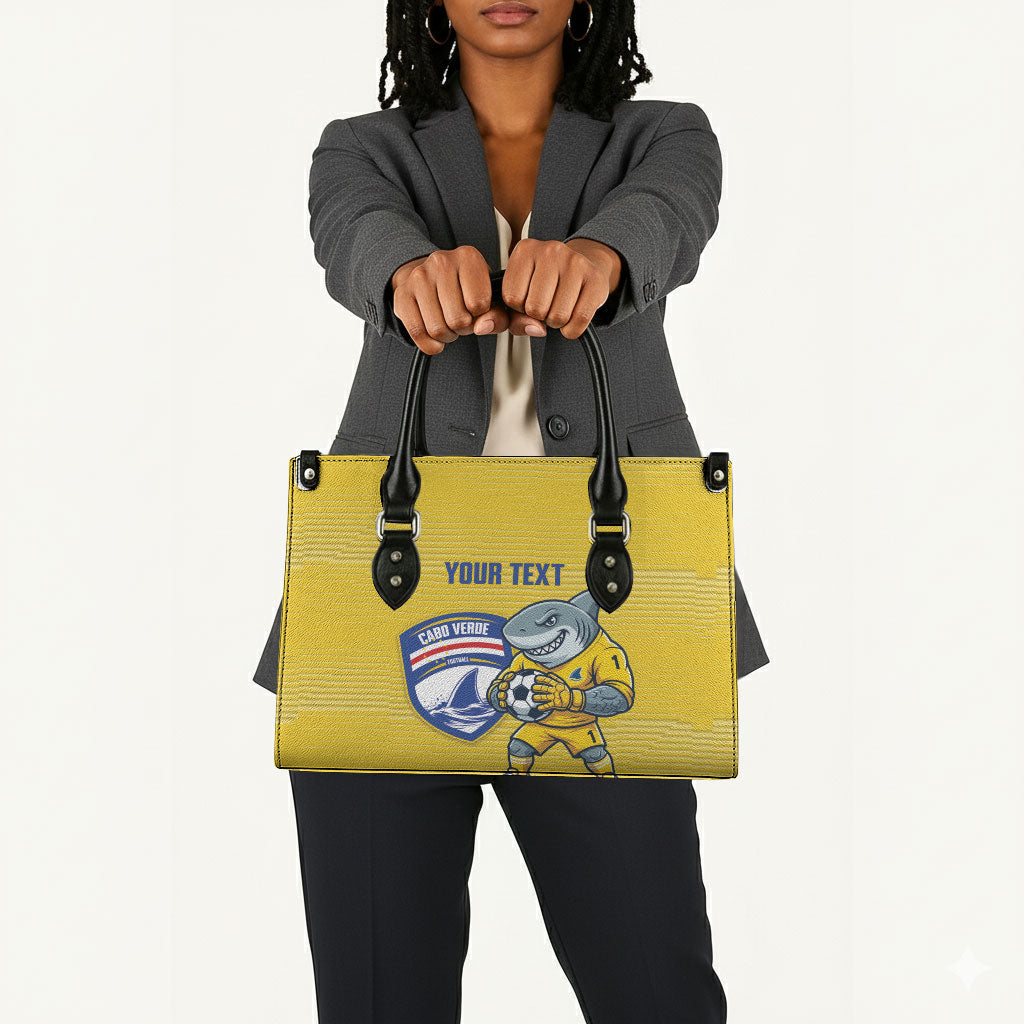 Cabo Verde Football 2026 Custom Leather Bag Tubaroes Azuis Goalkeeper Yellow Jersey