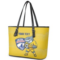 Cabo Verde Football 2026 Custom Leather Tote Bag Tubaroes Azuis Goalkeeper Yellow Jersey