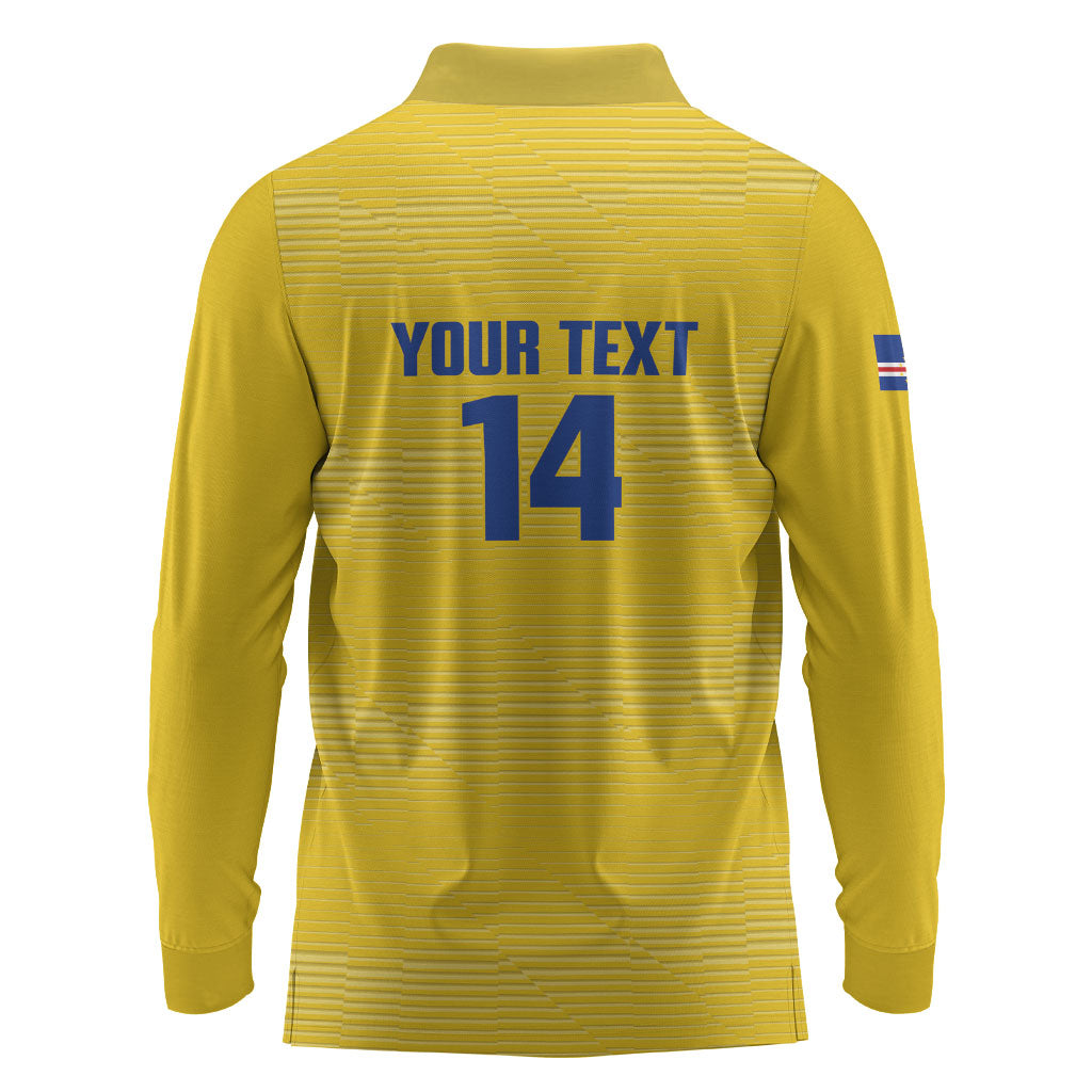 Cabo Verde Football 2026 Custom Long Sleeve Polo Shirt Tubaroes Azuis Goalkeeper Yellow Jersey