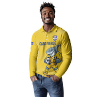 Cabo Verde Football 2026 Custom Long Sleeve Polo Shirt Tubaroes Azuis Goalkeeper Yellow Jersey