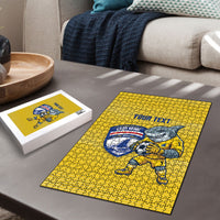 Cabo Verde Football 2026 Custom Puzzle Tubaroes Azuis Goalkeeper Yellow Jersey