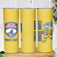 Cabo Verde Football 2026 Custom Skinny Tumbler Tubaroes Azuis Goalkeeper Yellow Jersey