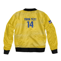 Cabo Verde Football 2026 Custom Sleeve Zip Bomber Jacket Tubaroes Azuis Goalkeeper Yellow Jersey