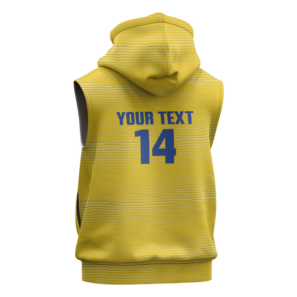 Cabo Verde Football 2026 Custom Sleeveless Zip Hoodie Tubaroes Azuis Goalkeeper Yellow Jersey