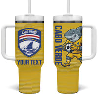 Cabo Verde Football 2026 Custom Tumbler With Handle Tubaroes Azuis Goalkeeper Yellow Jersey
